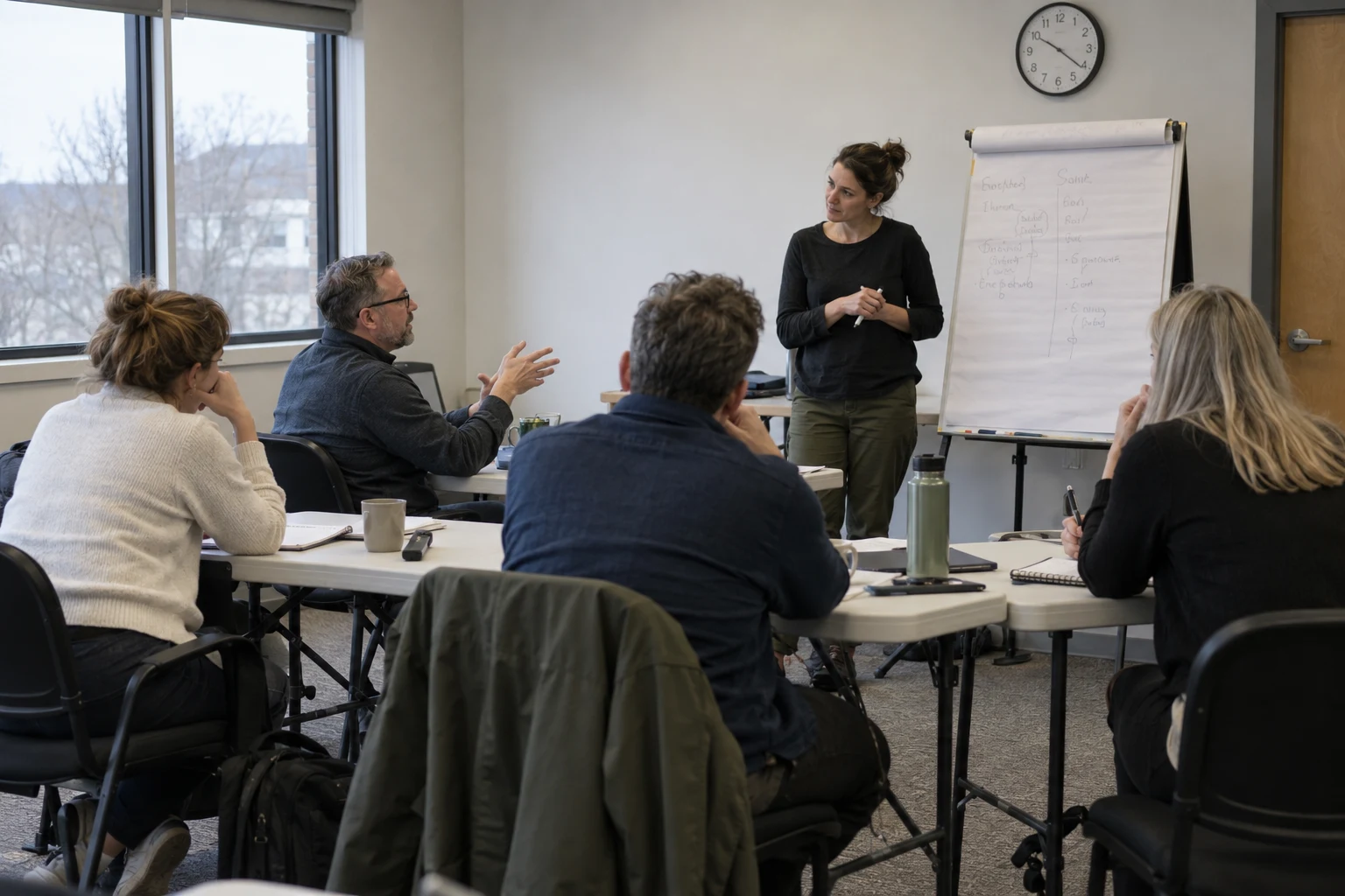 Specialists reviewing a workflow together