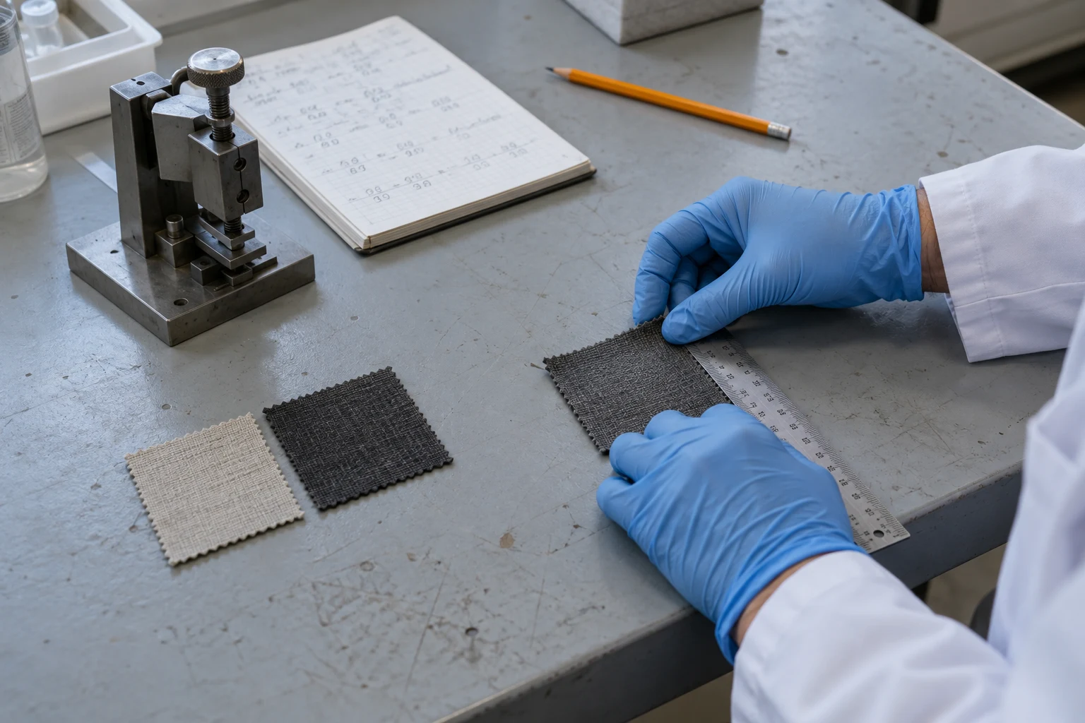 A pilot test bench with samples and validation results